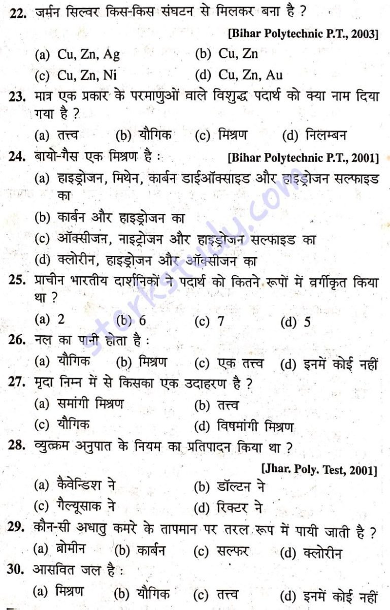 Polytechnic Exam 2020 VVI MCQ Question Previous Years Question Paper ...